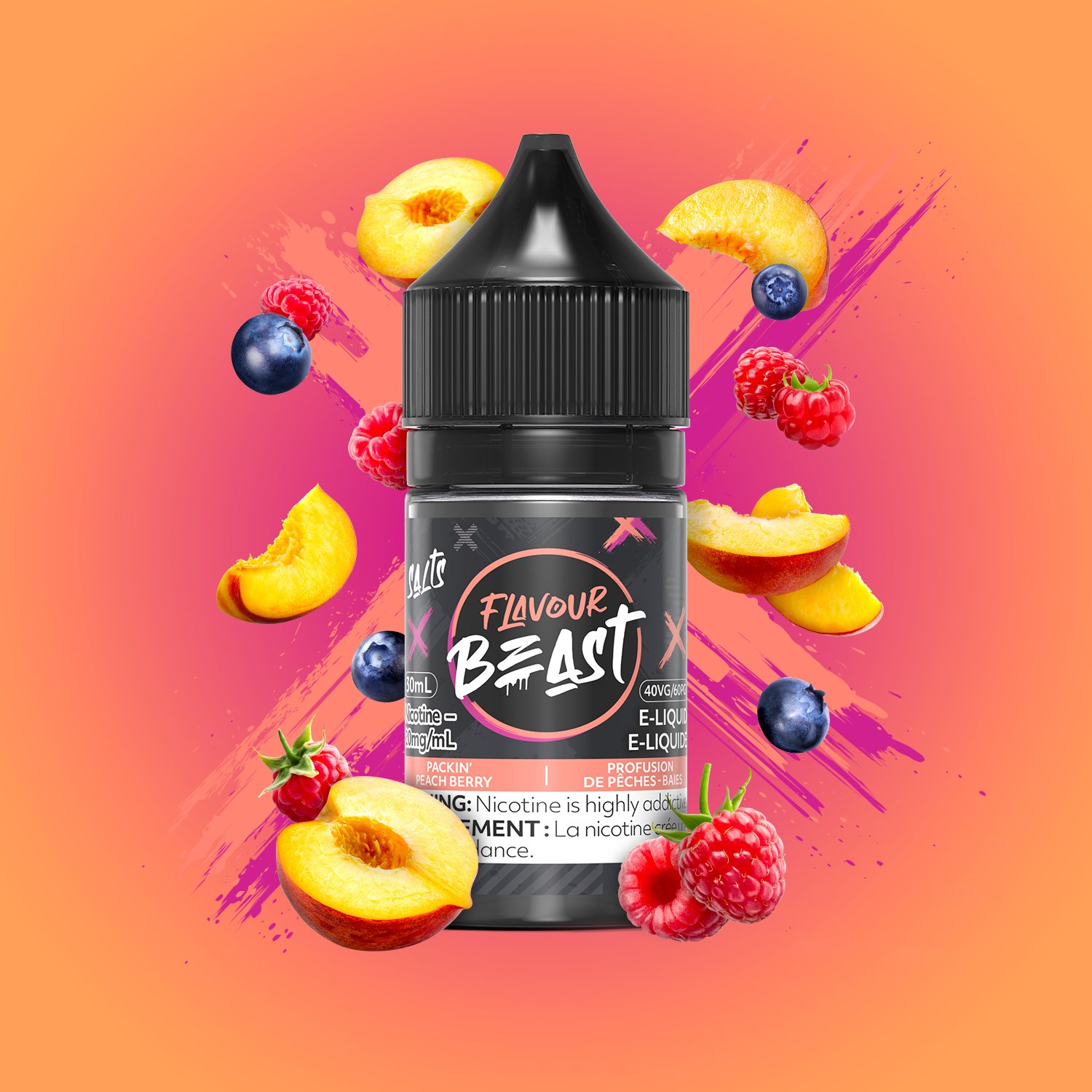 Flavour Beast E-Liquid - Packin' Peach Berry 10mg/30mL