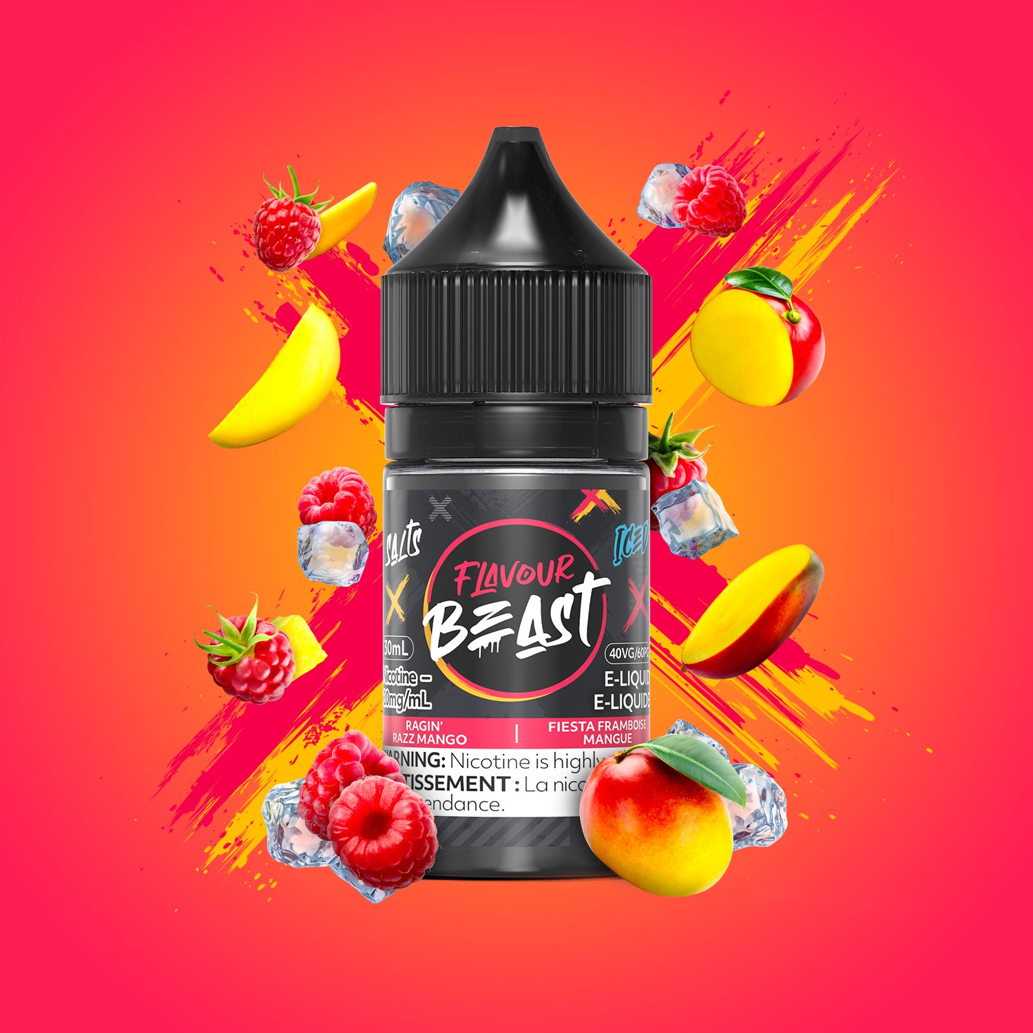 Flavour Beast E-Liquid - Ragin' Razz Mango Iced 20mg/30mL